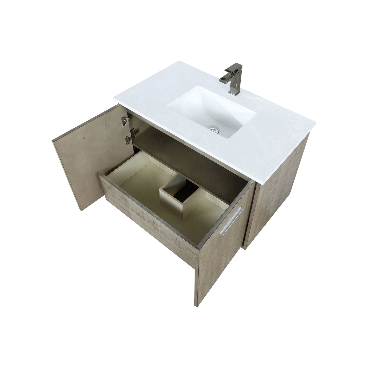 Lexora Collection Fairbanks 36 inch Rustic Acacia Bath Vanity, Cultured Marble Top and Faucet Set - Luxe Bathroom Vanities