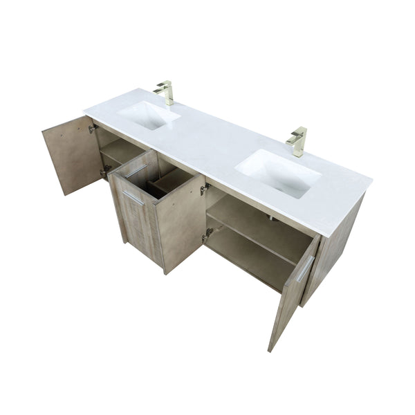 Lexora Collection Fairbanks 72 inch Rustic Acacia Double Bath Vanity, Cultured Marble Top and  Faucet Set - Luxe Bathroom Vanities