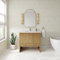 James Martin Hudson 36" Single Vanity with Single Hole 3 CM White Zeus Silestone Top and Matching Backsplash