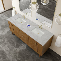 James Martin Laurent 72" Double Vanity with 3 CM Countertop & FreePower Wireless Charger