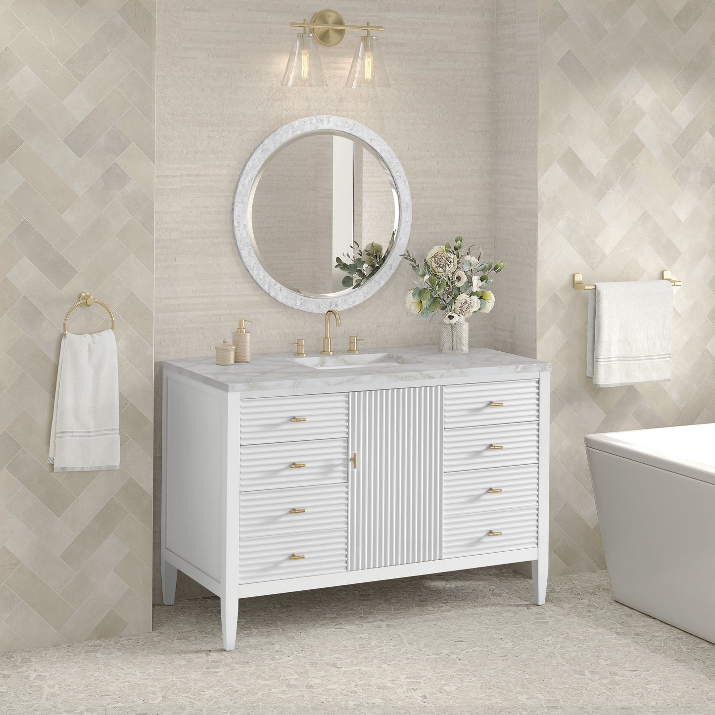 James Martin 48" Myrrin Vanity, W/ 3CM Top