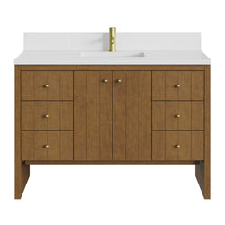 James Martin Hudson 48" Single Vanity with Single Hole 3 CM White Zeus Silestone Top and Matching Backsplash