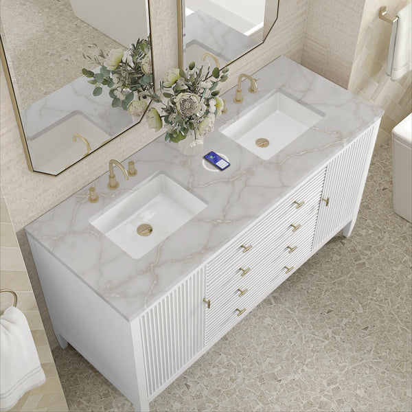 James Martin Myrrin 60" Double Vanity with 3 CM Countertop & FreePower Wireless Charger