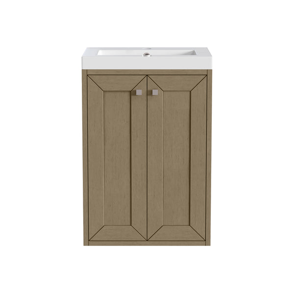 James Martin Chianti Single Floating Vanity with White Glossy Composite Stone Top
