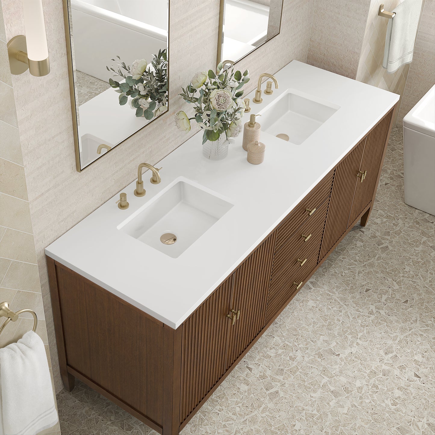 James Martin Myrrin 72" Double Vanity with 3 CM Countertop