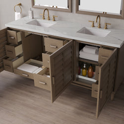 James Martin Portland 72" Double Vanity Whitewashed Walnut with 3 CM Countertop & FreePower Wireless Charger