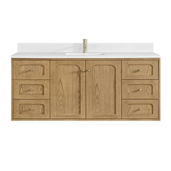 James Martin Laurent 60" Single Vanity with Single Hole 3 CM White Zeus Silestone Top & Matching Backsplash