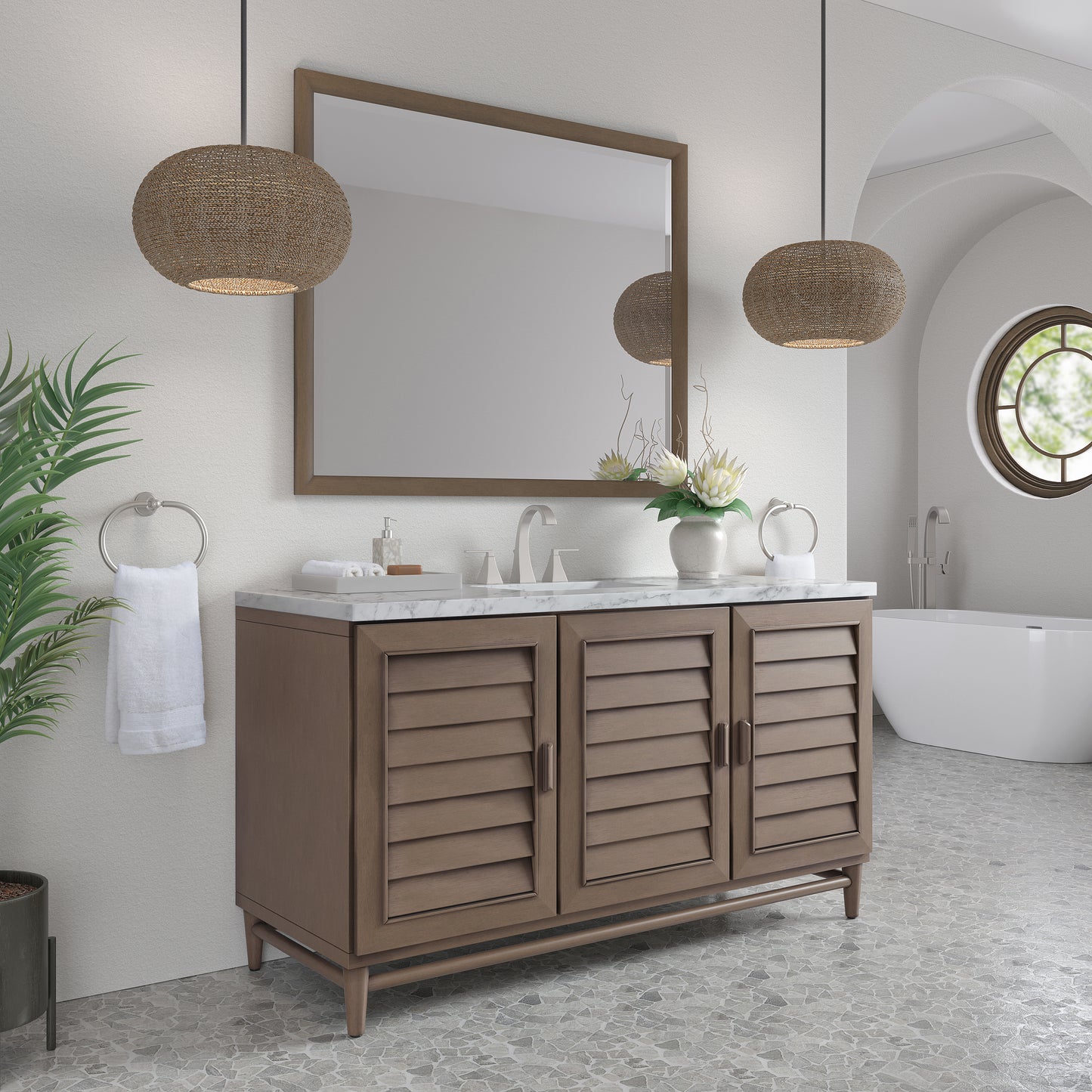 James Martin Portland 60" Single Vanity Whitewashed Walnut with 3 CM Countertop