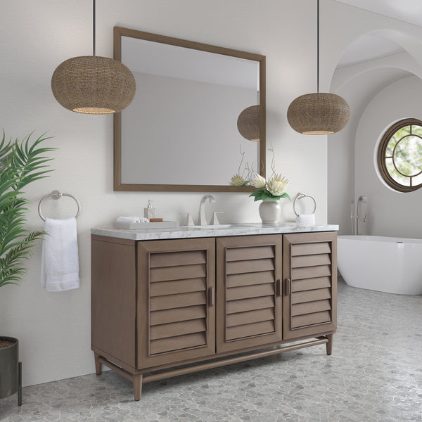 James Martin Portland 60" Single Vanity Whitewashed Walnut with 3 CM Countertop