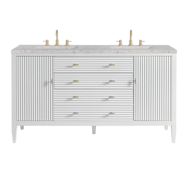 James Martin Myrrin 60" Double Vanity with 3 CM Countertop & FreePower Wireless Charger