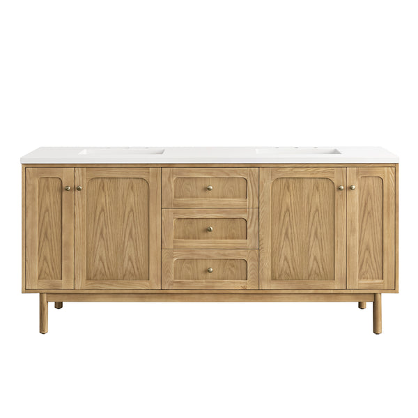 James Martin Laurent 72" Double Vanity, Light Natural Oak