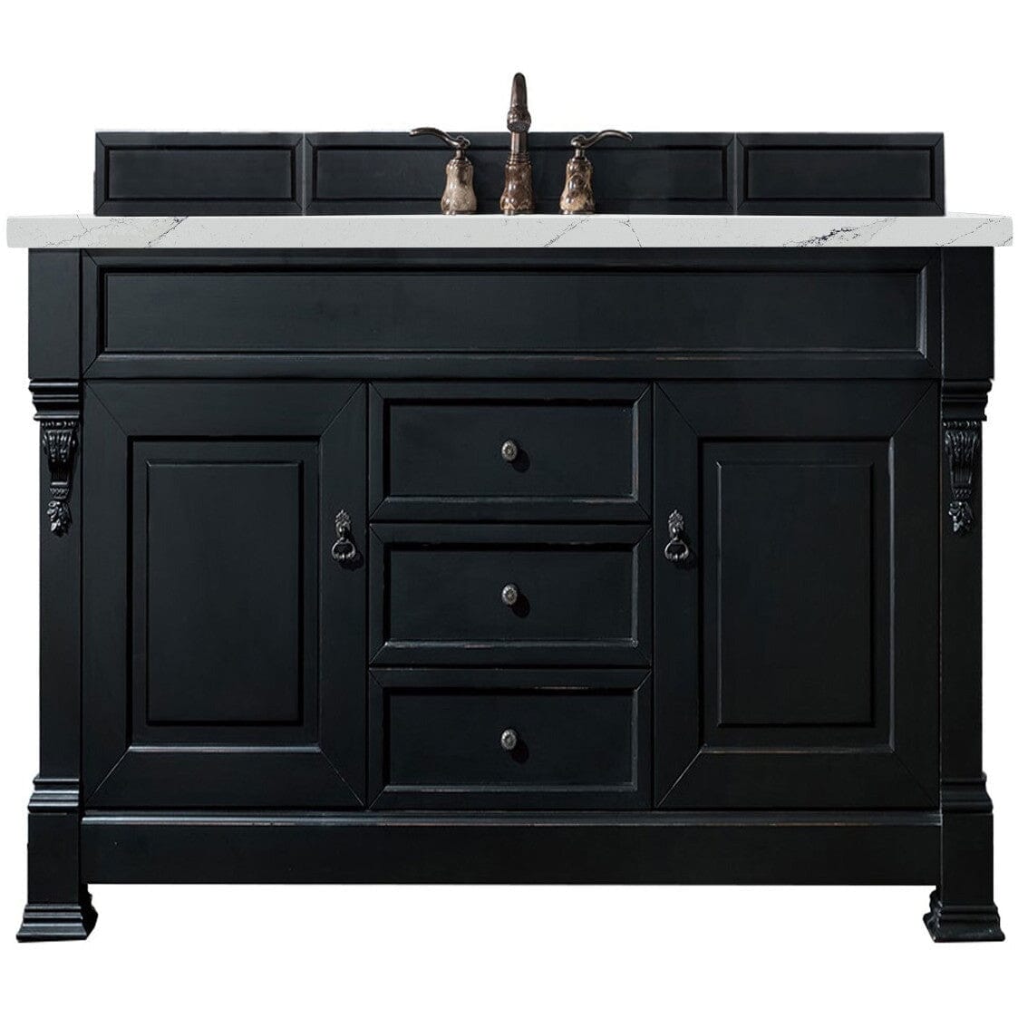 James Martin Brookfield 60" Single Vanity Vanities James Martin Antique Black w/ 3 CM Ethereal Noctis Quartz Top 