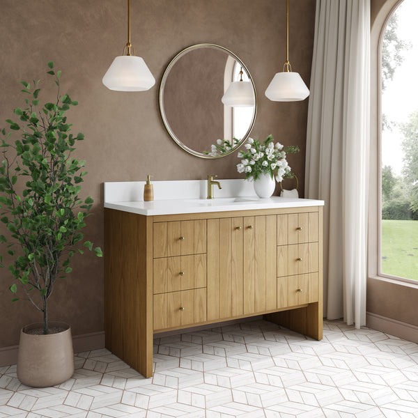 James Martin Hudson 48" Single Vanity with Single Hole 3 CM White Zeus Silestone Top and Matching Backsplash