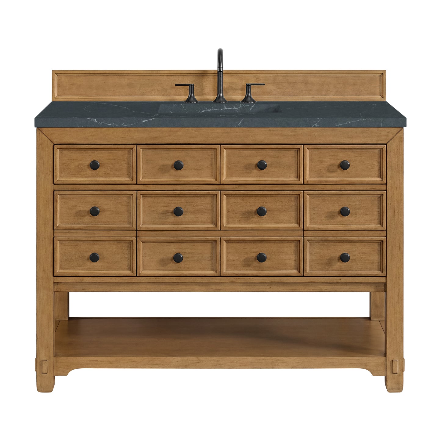 James Martin Malibu 48" Single Vanity, Amber Birch w/ 3 CM Counter Top - Luxe Bathroom Vanities