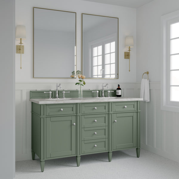 James Martin Brittany 60" Double Vanity with 3 CM Countertop & FreePower Wireless Charger