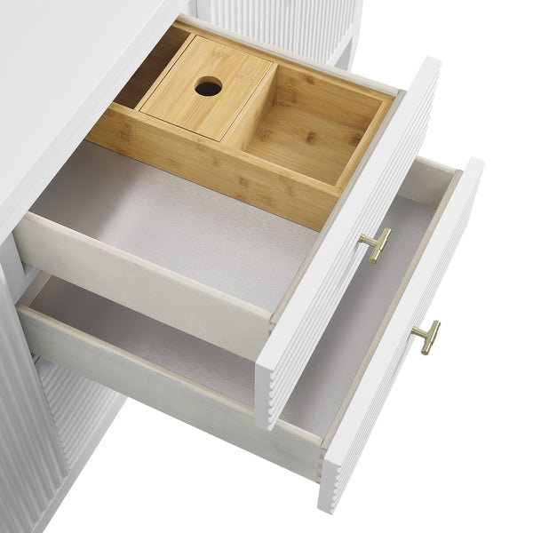 James Martin Myrrin 72" Double Vanity with Single Hole 3 CM White Zeus Silestone Top & Backsplash