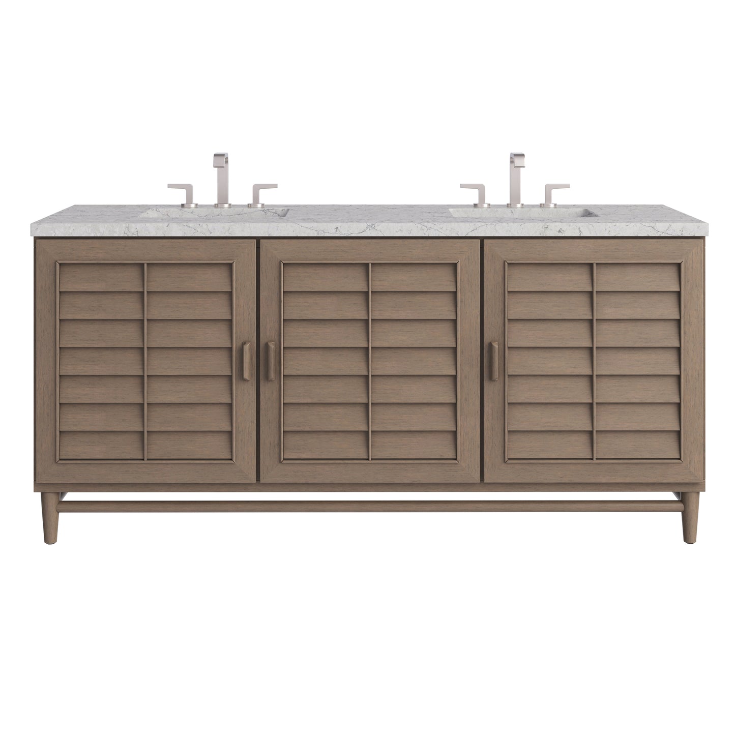 James Martin Portland 72" Double Vanity Whitewashed Walnut with 3 CM Countertop & FreePower Wireless Charger