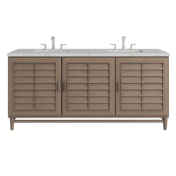 James Martin Portland 72" Double Vanity Whitewashed Walnut with 3 CM Countertop & FreePower Wireless Charger