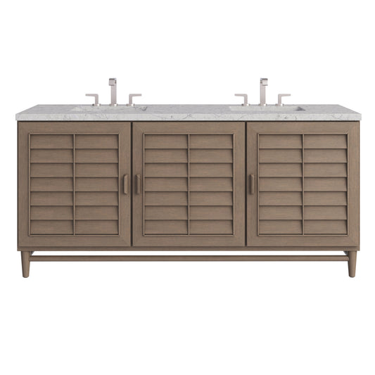 James Martin Portland 72" Double Vanity Whitewashed Walnut with 3 CM Countertop & FreePower Wireless Charger