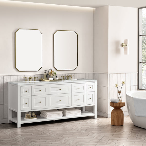 James Martin Breckenridge 72" Double Vanity, Bright White - Luxe Bathroom Vanities