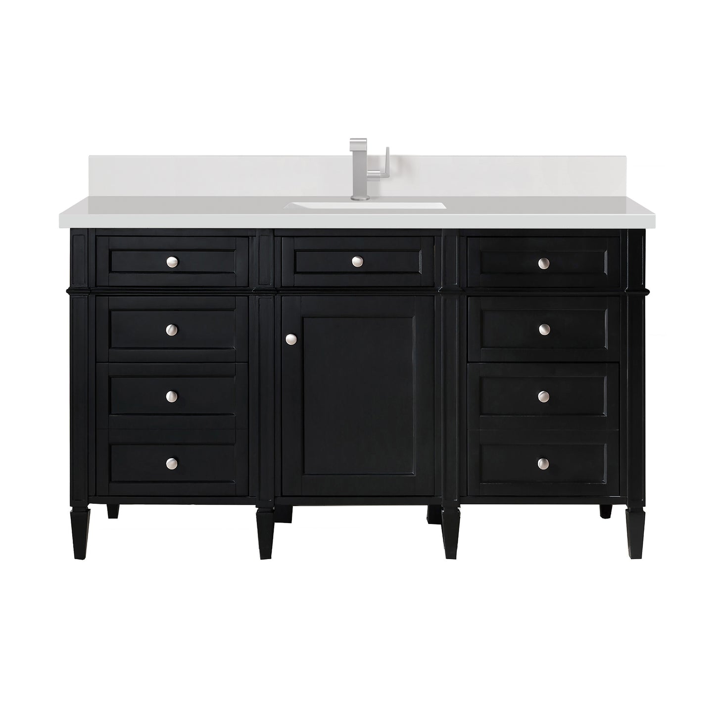 James Martin Brittany 60" Single Vanity with Single Hole 3 CM White Zeus Silestone Top & Backsplash