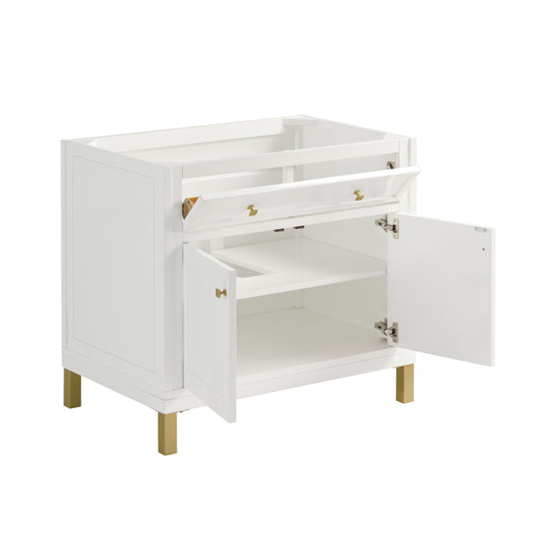 James Martin Chicago 36" Single Vanity with Single Hole 3CM White Zeus Silestone Top & Backsplash