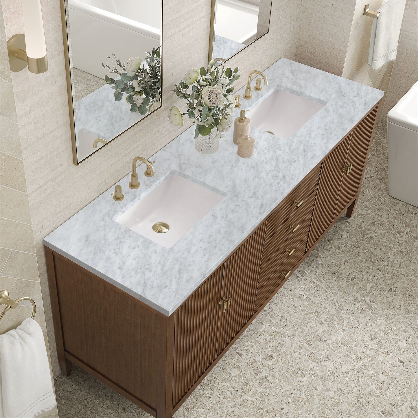 James Martin Myrrin 72" Double Vanity with 3 CM Countertop