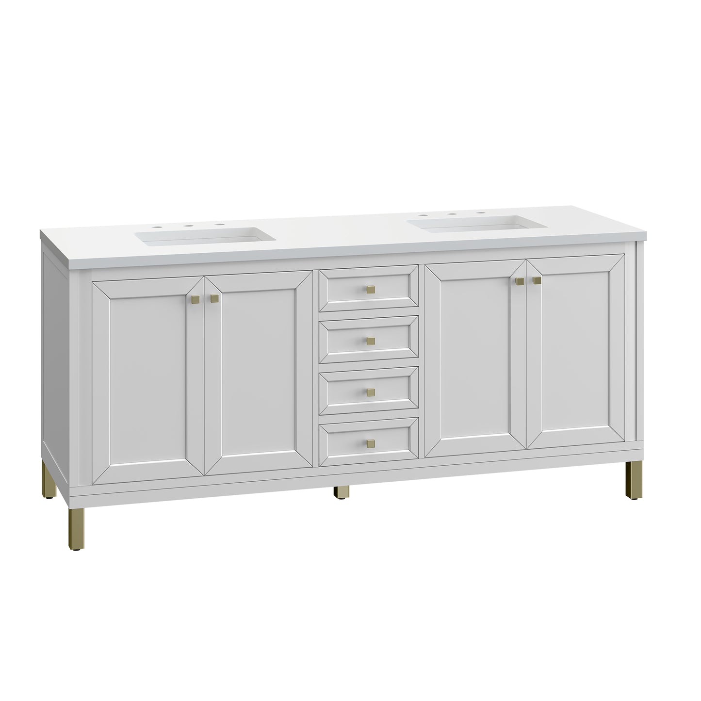 James Martin Chicago 72" Double Vanity, Glossy White - Luxe Bathroom Vanities