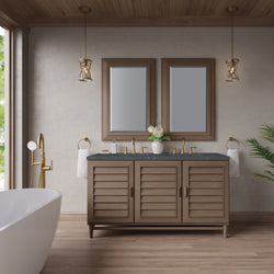 James Martin Portland 60" Double Vanity Whitewashed Walnut with 3 CM Countertop & FreePower Wireless Charger