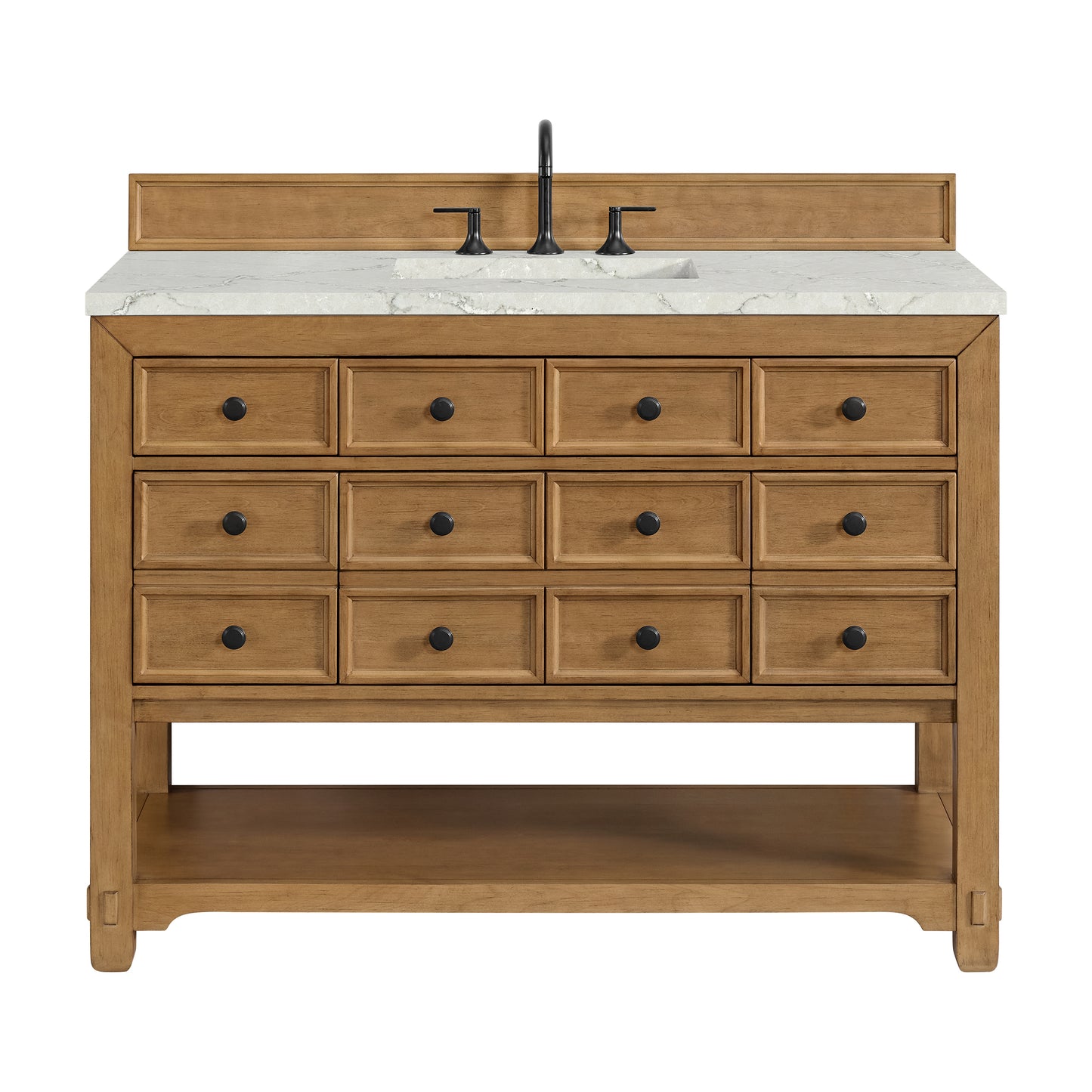 James Martin Malibu 48" Single Vanity, Amber Birch with 3 CM Countertop & FreePower Wireless Charger