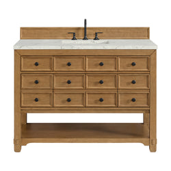 James Martin Malibu 48" Single Vanity, Amber Birch with 3 CM Countertop & FreePower Wireless Charger