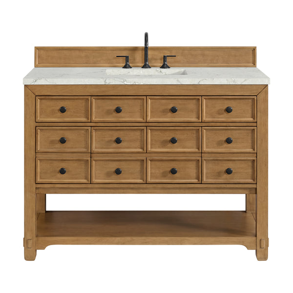 James Martin Malibu 48" Single Vanity, Amber Birch with 3 CM Countertop & FreePower Wireless Charger