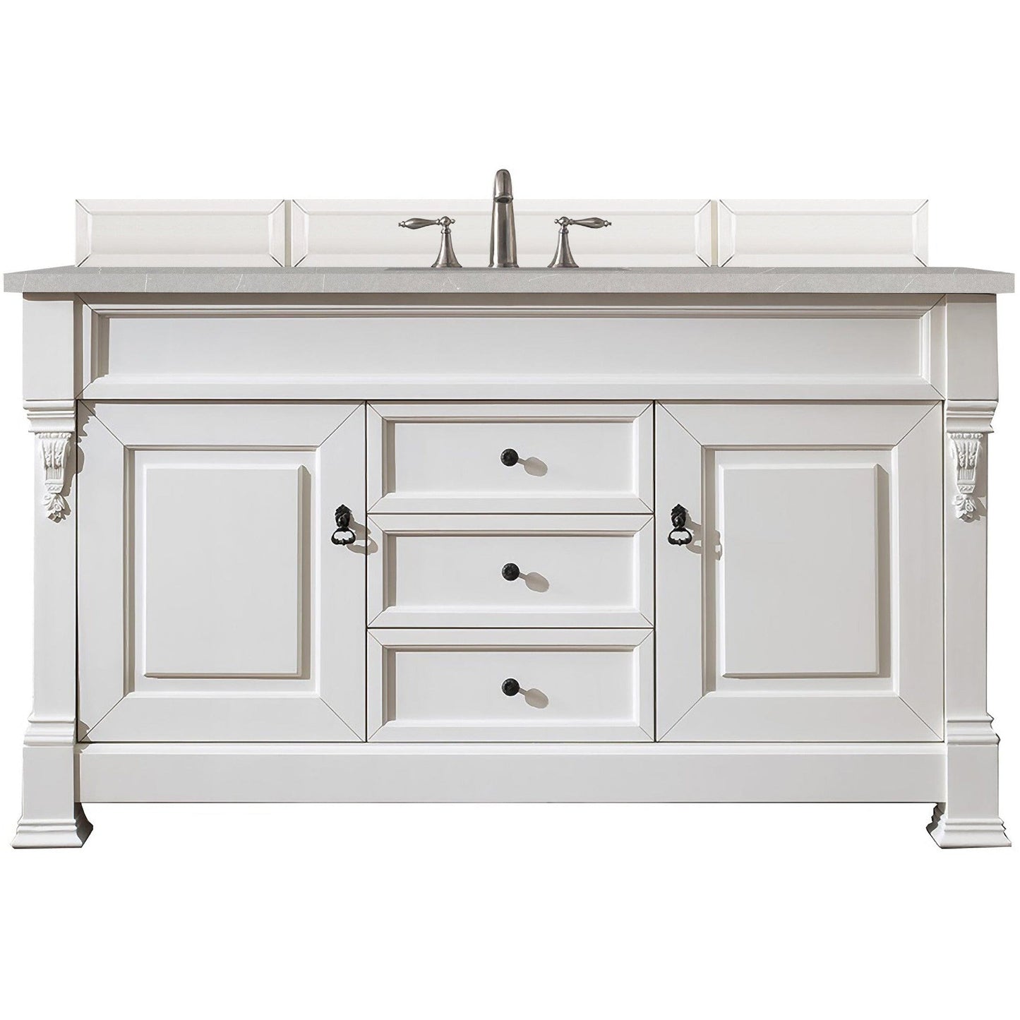 James Martin Brookfield 60" Single Vanity Vanities James Martin Bright White w/ 3 CM Eternal Serena Quartz Top 