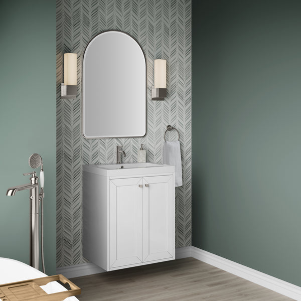 James Martin Chianti Single Floating Vanity with White Glossy Composite Stone Top