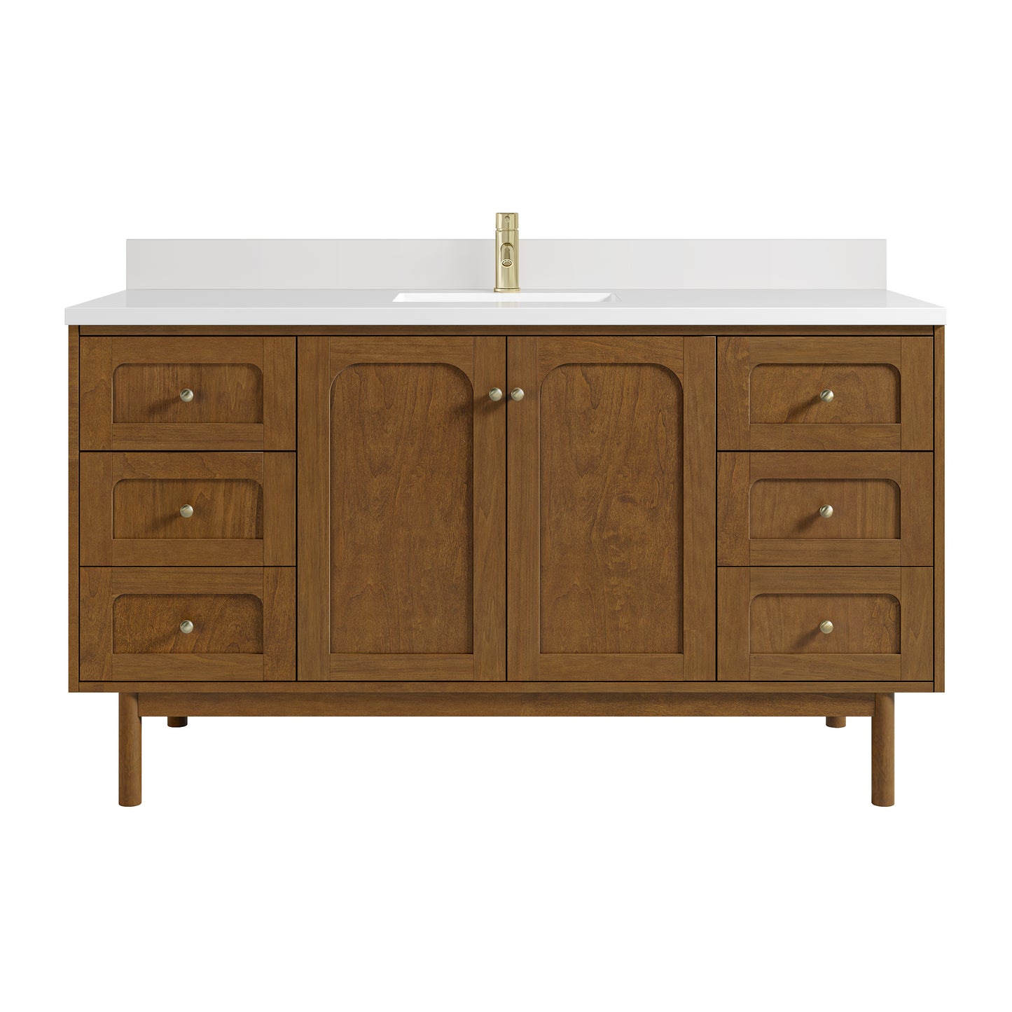 James Martin Laurent 60" Single Vanity with Single Hole 3 CM White Zeus Silestone Top & Matching Backsplash