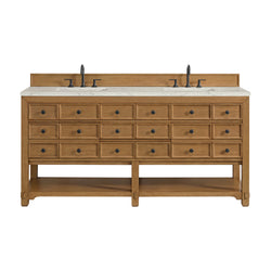 James Martin Malibu 72" Double Vanity, Amber Birch with 3 CM Countertop & FreePower Wireless Charger
