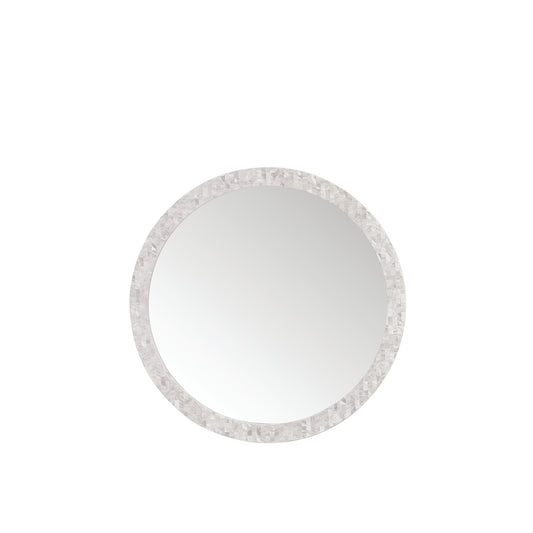 James Martin Callie 30" Round Mirror, White Mother of Pearl - Luxe Bathroom Vanities