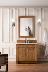 James Martin Bristol 36" Single Vanity, Saddle Brown with 3 CM Top - Luxe Bathroom Vanities