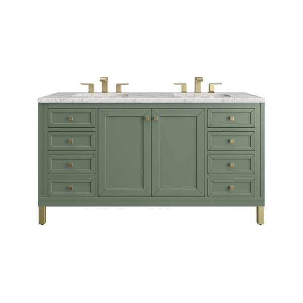 James Martin Chicago 60" Double Vanity with 3 CM Countertop & FreePower Wireless Charger