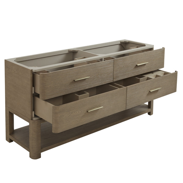 James Martin Lucian 72" Double Vanity, Pebble Oak - Luxe Bathroom Vanities