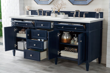 James Martin Brittany 72" Double Vanity with 3 CM Countertop & FreePower Wireless Charger