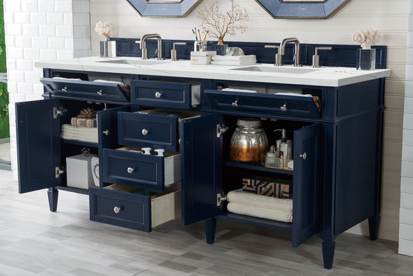 James Martin Brittany 72" Double Vanity with 3 CM Countertop & FreePower Wireless Charger