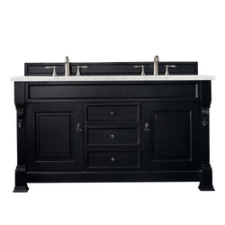 James Martin Brookfield 60" Double Vanity Vanities James Martin Antique Black w/ 3 CM Eternal Jasmine Pearl Quartz Top 