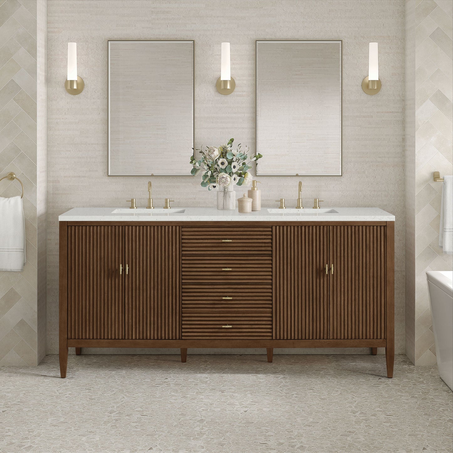 James Martin Myrrin 72" Double Vanity with 3 CM Countertop