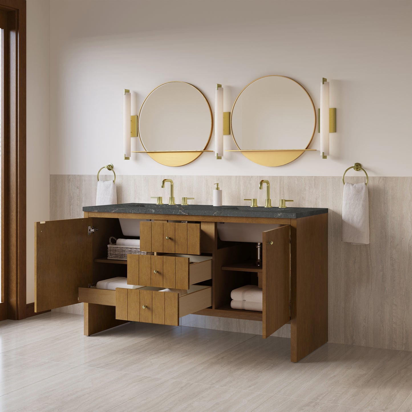 James Martin Hudson 60" Double Vanity with 3 CM Countertop