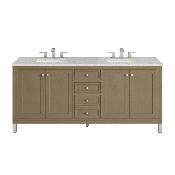 James Martin Chicago 72" Double Vanity with 3 CM Countertop & FreePower Wireless Charger