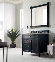 James Martin Brittany 36" Single Vanity, Black Onyx with 3CM Top - Luxe Bathroom Vanities