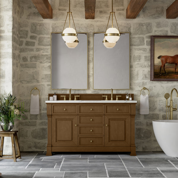 James Martin Brookfield 60" Double Vanity with 3 CM Countertop & FreePower Wireless Charger