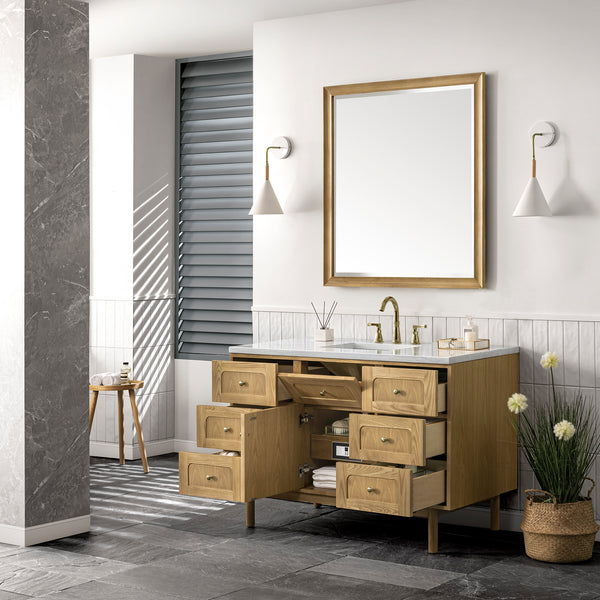 James Martin Laurent 48" Single Vanity, Light Natural Oak, Cabinet Only - Luxe Bathroom Vanities