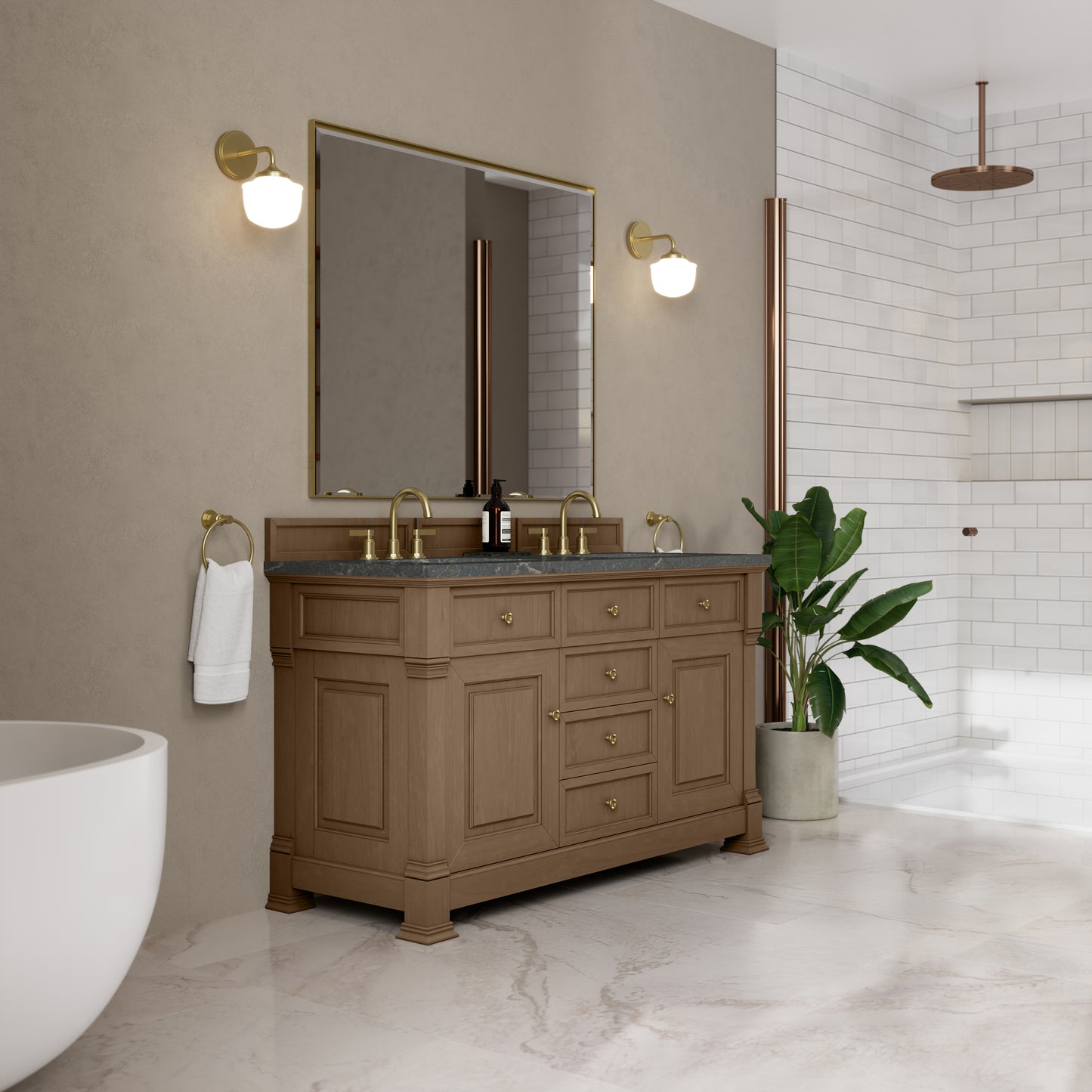James Martin Brookfield 60" Double Vanity with 3 CM Countertop & FreePower Wireless Charger